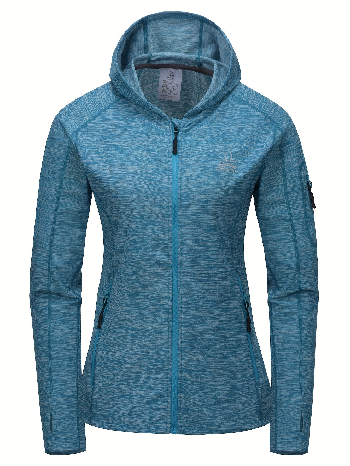 Womens Sporty Solid Hoodie Jacket - Full-zip, Long Sleeve,Athletic Fit with Zippered Pockets for Stylish Training, Workout, and Running Outfits