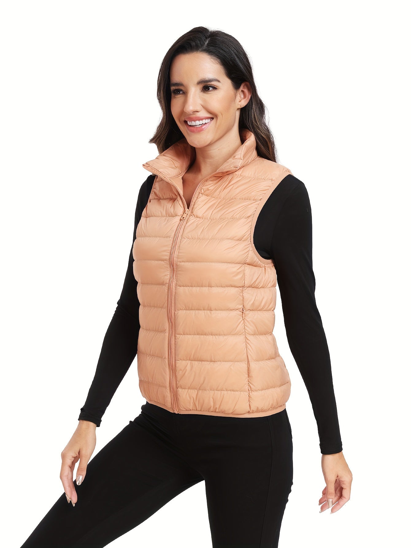 Womens Ultra-Light Stand Collar Puffer Jacket Vest - Insulated Down Fill for Warmth & Style - Perfect Activewear