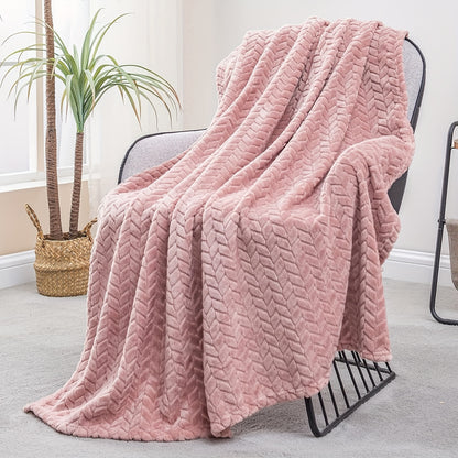 1pc Fleece Blanket Super Soft Cozy Throw Blanket, Lightweight Fuzzy Comfy Textured Flannel Blanket Warm Plush Throw Blankets For Couch