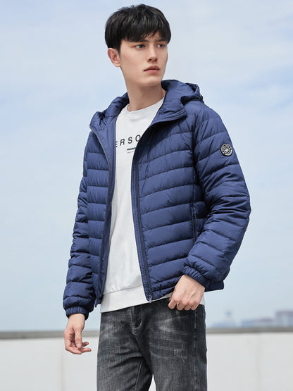 Warm and Stylish Men's Fleece Hooded Jacket for Outdoor Activities in Fall and Winter