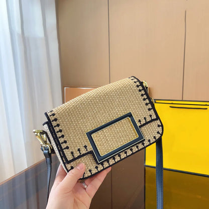 Straw Summer Designer Bag Purse Women Crossbody Fashion Color Matching Mini Small Baguette Woven Shoulder Bags 230618