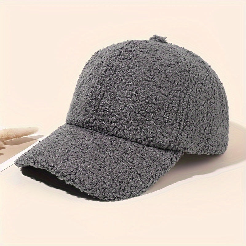 1pc Unisex Trendy Lamb Warm Sunshade Baseball Cap Visor - Autumn Winter Fashion Accessory for Men Women with Patterned Design - Ideal Gift Choice