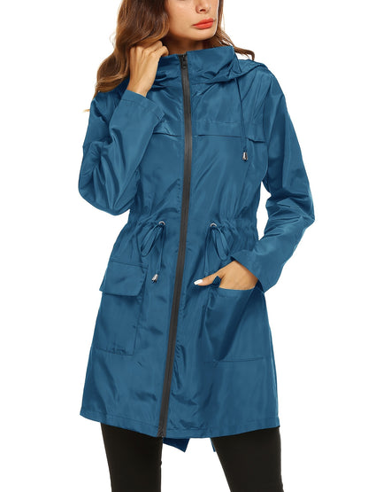 Waterproof Lightweight Active Rain Jacket for Women - Outdoor Hooded Coat for Rainy Days - Breathable, Packable, and Reflective Safety Details