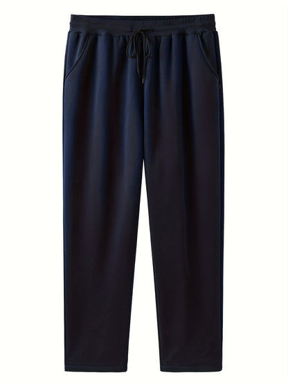Plus Size Men's Comfortable Sports Casual Pants - Oversized Fashionable Design, Stretchy Fabric, Multiple Pockets, Perfect for Fall and Winter Seasons - Men's Clothing for Everyday Wear