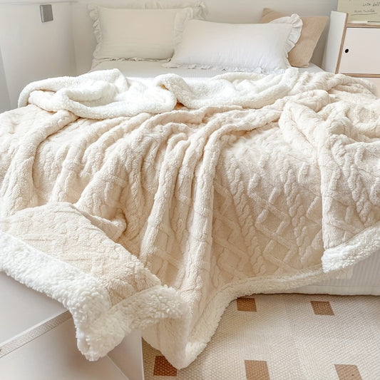 1pc Throw Blanket For Couch Sofa Fuzzy Soft Cozy Blanket For Bed, Fleece Thick Warm Blanket For Winter, Home Decor