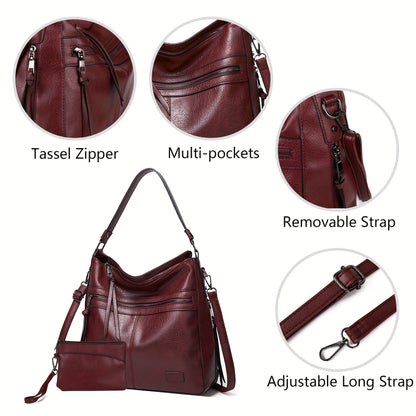 Luxurious Large Capacity Pu Leather Solid Color Shoulder Bag - Totes for Casual Ladies with Crossbody Strap and Stylish Design - Perfect for Daily Use