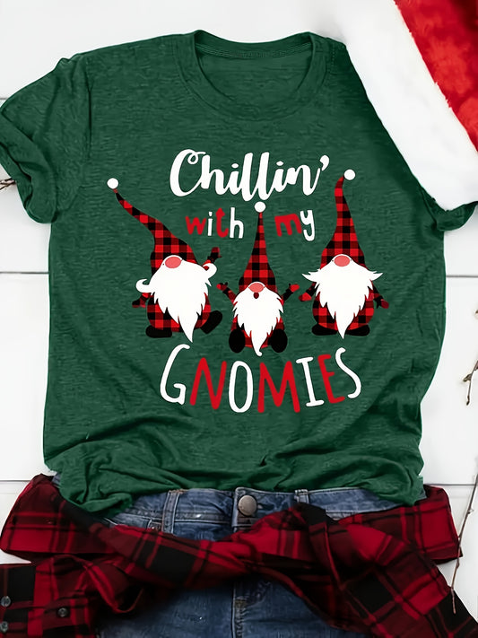 Christmas-Printed T-shirts-Leisure-Everyday Wear-Soft And Comfortable-Women's Wear