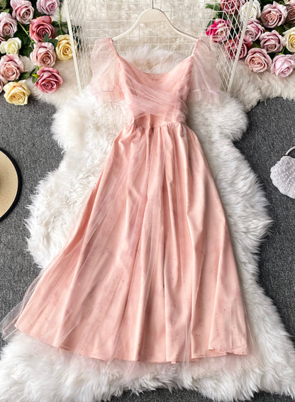 VAKKV Pink Tulle Short Dress Summer Dress P333