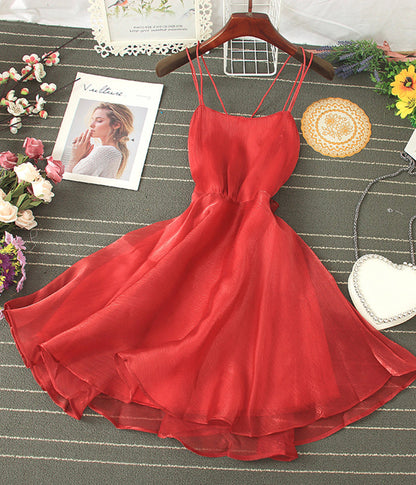 VAKKV Cute Tulle Backless Short Dress Mini Dress P343