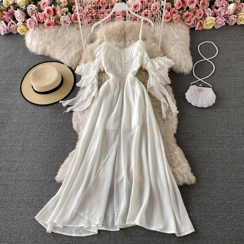 VAKKV Cute Chiffon White Dress Fashion Dress P341