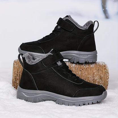 Men's Slip Resistant Snow Boots, Winter Thermal Shoes, Windproof Hiking Boots With Faux Fur Lining