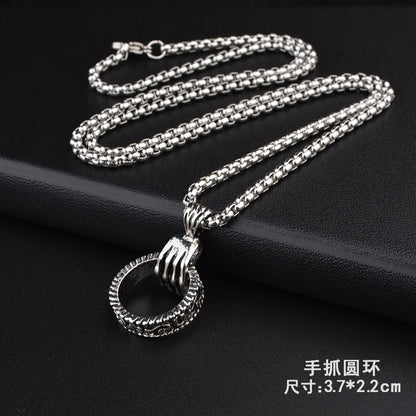 Trendy Titanium Steel Necklace Men's and Women's TikTok Disco Hip Hop Six-Pointed Star Pendant Sweater Chain Minimalist Hip Hop Ornament Wholesale