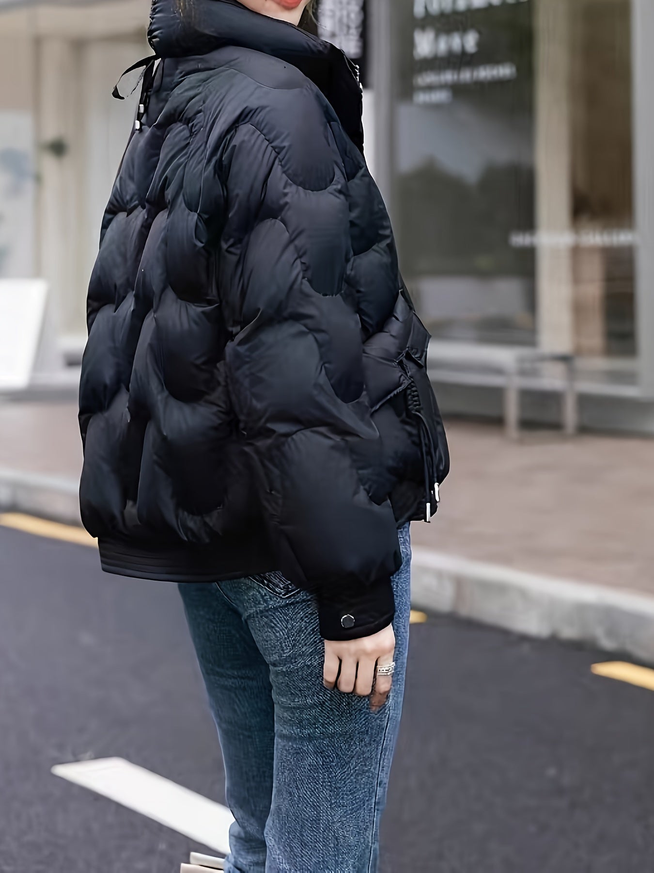 Warm Winter Coat - Adjustable Drawstring Closure, Full-Zip Front, Long Sleeve Design, Solid Color, Casual Wear - Designed Exclusively for Women, Outerwear for Cold Weather Protection, Perfect for Winter Season