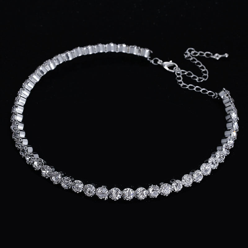 HOTan and NEWn Fashion Cross-Border Hot Selling Full Diamond Bride Ornament Elegant Shiny Rhinestone Single Row Neckband Necklace Female 5425