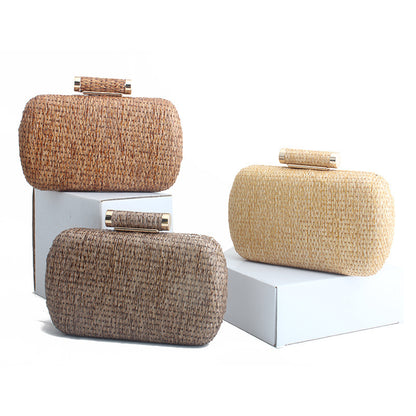 Summer  New European and American Fashion Hand-Woven Bag Straw Bag Socialite Atmosphere Dinner Bag Clutch