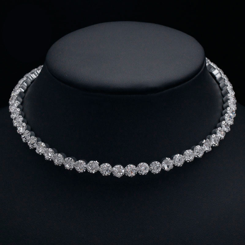 HOTan and NEWn Fashion Cross-Border Hot Selling Full Diamond Bride Ornament Elegant Shiny Rhinestone Single Row Neckband Necklace Female 5425