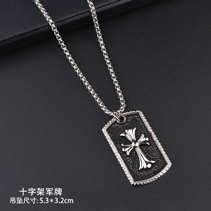 Trendy Titanium Steel Necklace Men's and Women's TikTok Disco Hip Hop Six-Pointed Star Pendant Sweater Chain Minimalist Hip Hop Ornament Wholesale