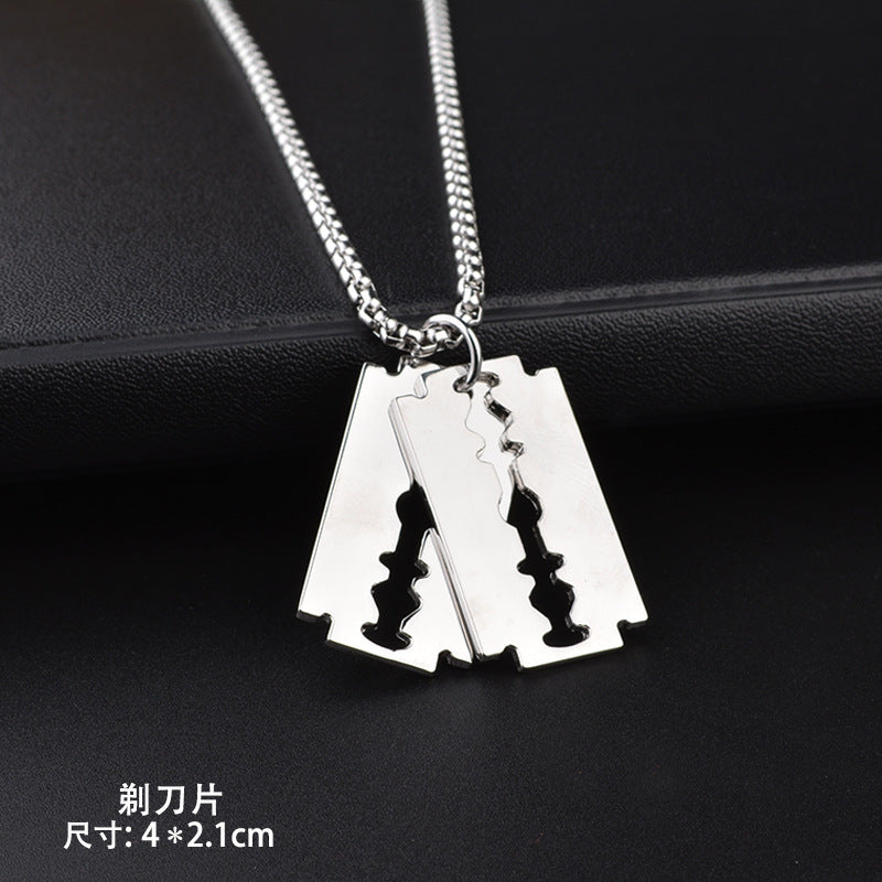 Trendy Titanium Steel Necklace Men's and Women's TikTok Disco Hip Hop Six-Pointed Star Pendant Sweater Chain Minimalist Hip Hop Ornament Wholesale