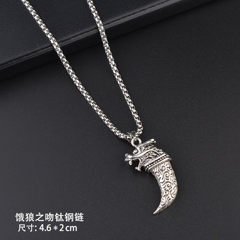 Trendy Titanium Steel Necklace Men's and Women's TikTok Disco Hip Hop Six-Pointed Star Pendant Sweater Chain Minimalist Hip Hop Ornament Wholesale