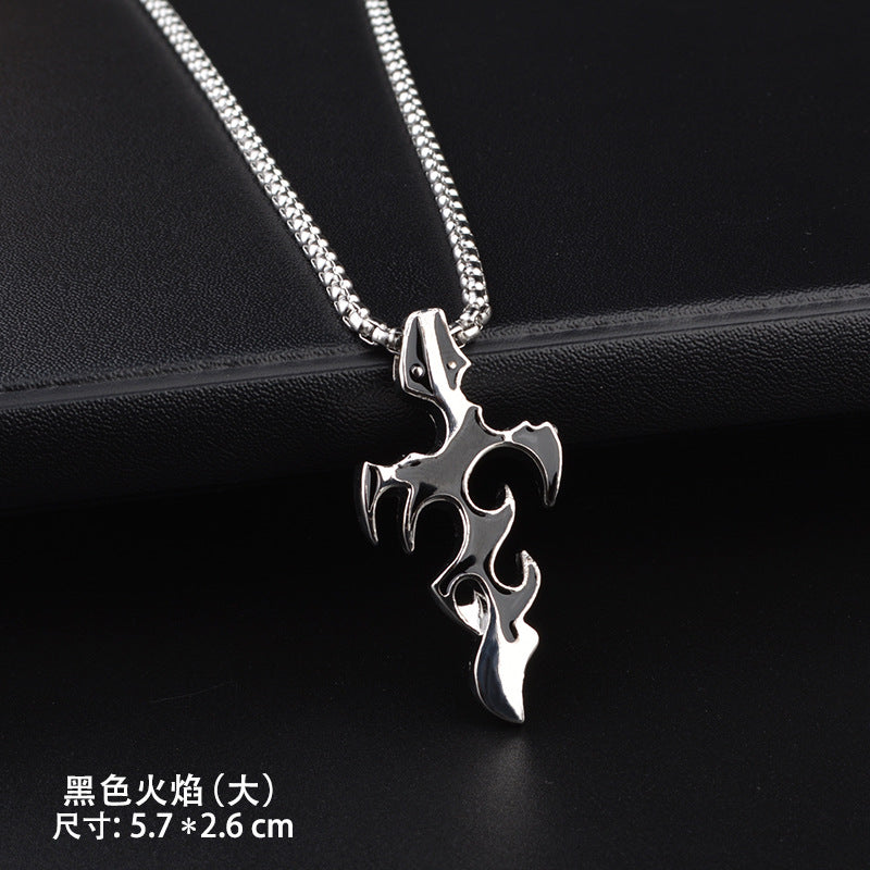 Trendy Titanium Steel Necklace Men's and Women's TikTok Disco Hip Hop Six-Pointed Star Pendant Sweater Chain Minimalist Hip Hop Ornament Wholesale