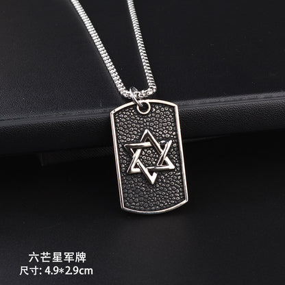 Trendy Titanium Steel Necklace Men's and Women's TikTok Disco Hip Hop Six-Pointed Star Pendant Sweater Chain Minimalist Hip Hop Ornament Wholesale