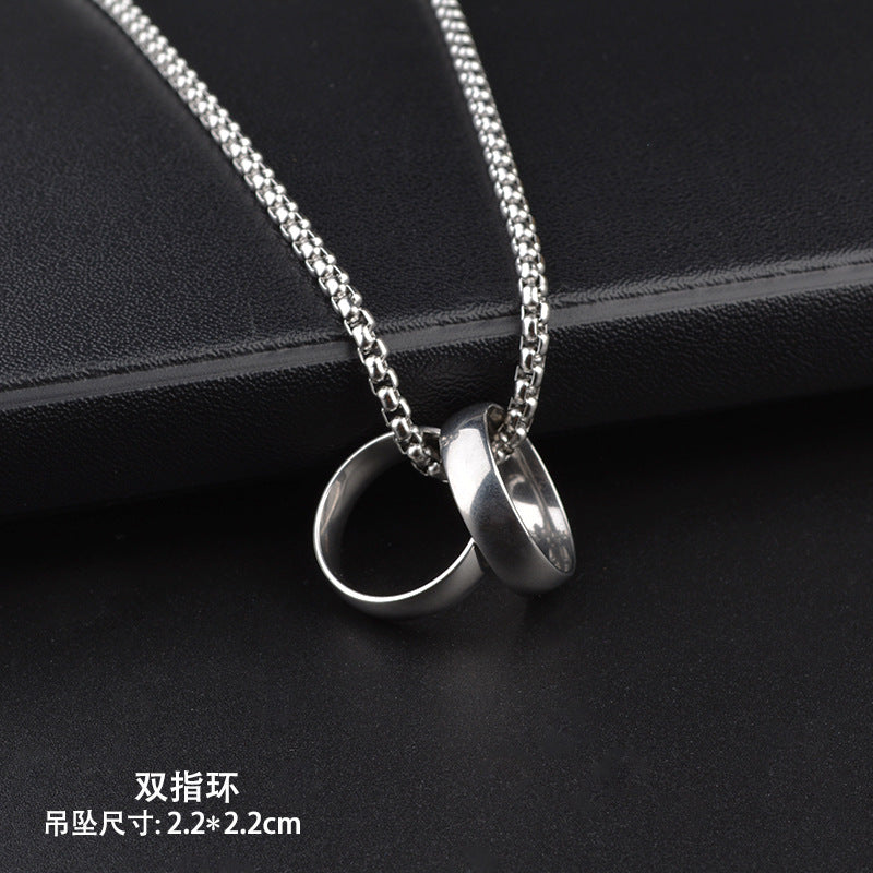 Trendy Titanium Steel Necklace Men's and Women's TikTok Disco Hip Hop Six-Pointed Star Pendant Sweater Chain Minimalist Hip Hop Ornament Wholesale