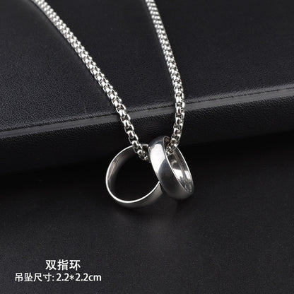 Trendy Titanium Steel Necklace Men's and Women's TikTok Disco Hip Hop Six-Pointed Star Pendant Sweater Chain Minimalist Hip Hop Ornament Wholesale