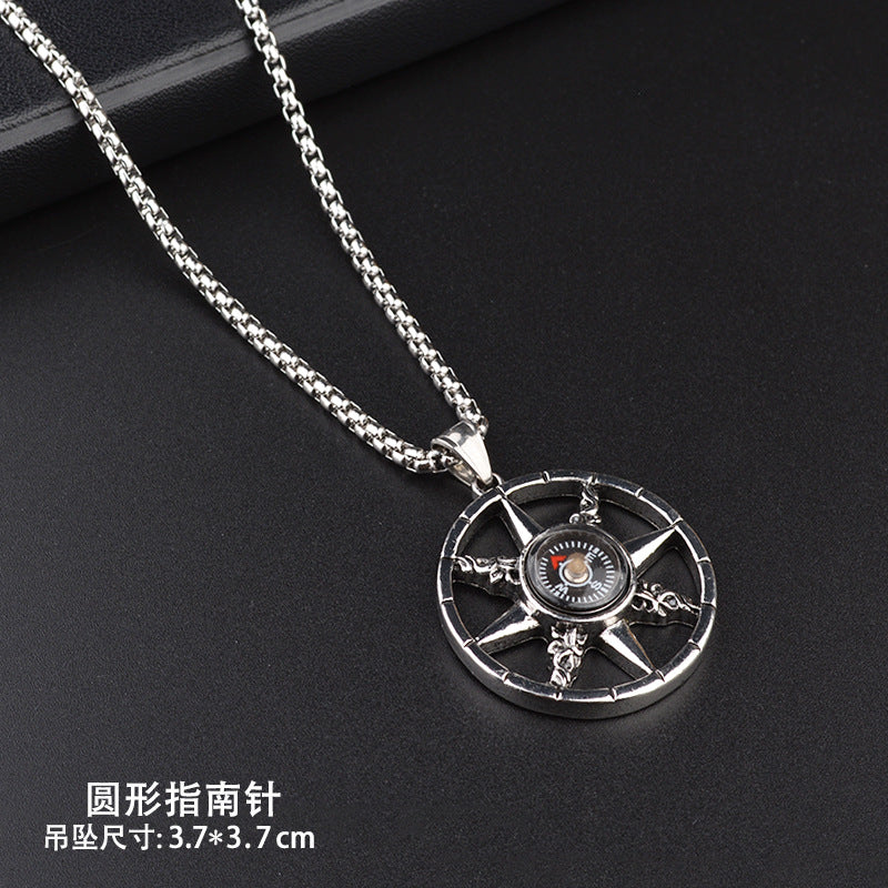 Trendy Titanium Steel Necklace Men's and Women's TikTok Disco Hip Hop Six-Pointed Star Pendant Sweater Chain Minimalist Hip Hop Ornament Wholesale