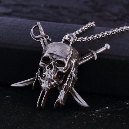 vakkv Cross-Border Hot Sale Pirates Of The Caribbean Captain Jack Skull Pendant Necklace Factory Direct Sales