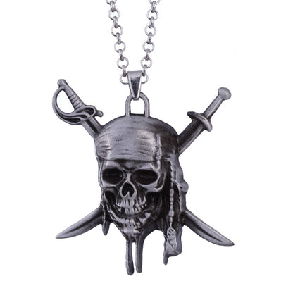 vakkv Cross-Border Hot Sale Pirates Of The Caribbean Captain Jack Skull Pendant Necklace Factory Direct Sales