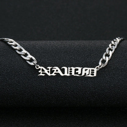 Customized Necklace Stainless Steel Ins HOTan and NEWn Digital Name Necklace Men's and Women's Letters Hip Hop Pendant Bracelet Customized