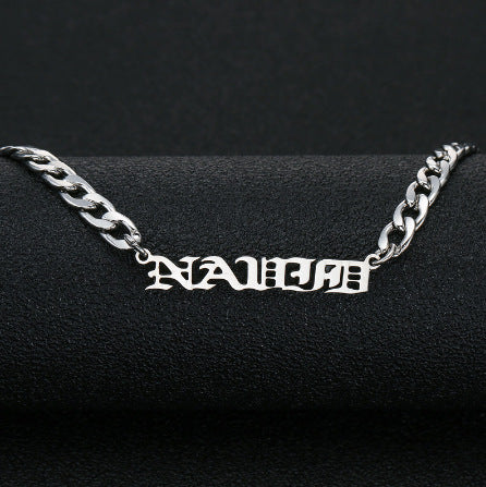 Customized Necklace Stainless Steel Ins HOTan and NEWn Digital Name Necklace Men's and Women's Letters Hip Hop Pendant Bracelet Customized