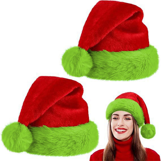 Christmas Adults Hat Plush Green Monster Red and Green Comfortable Soft Fashion Cap