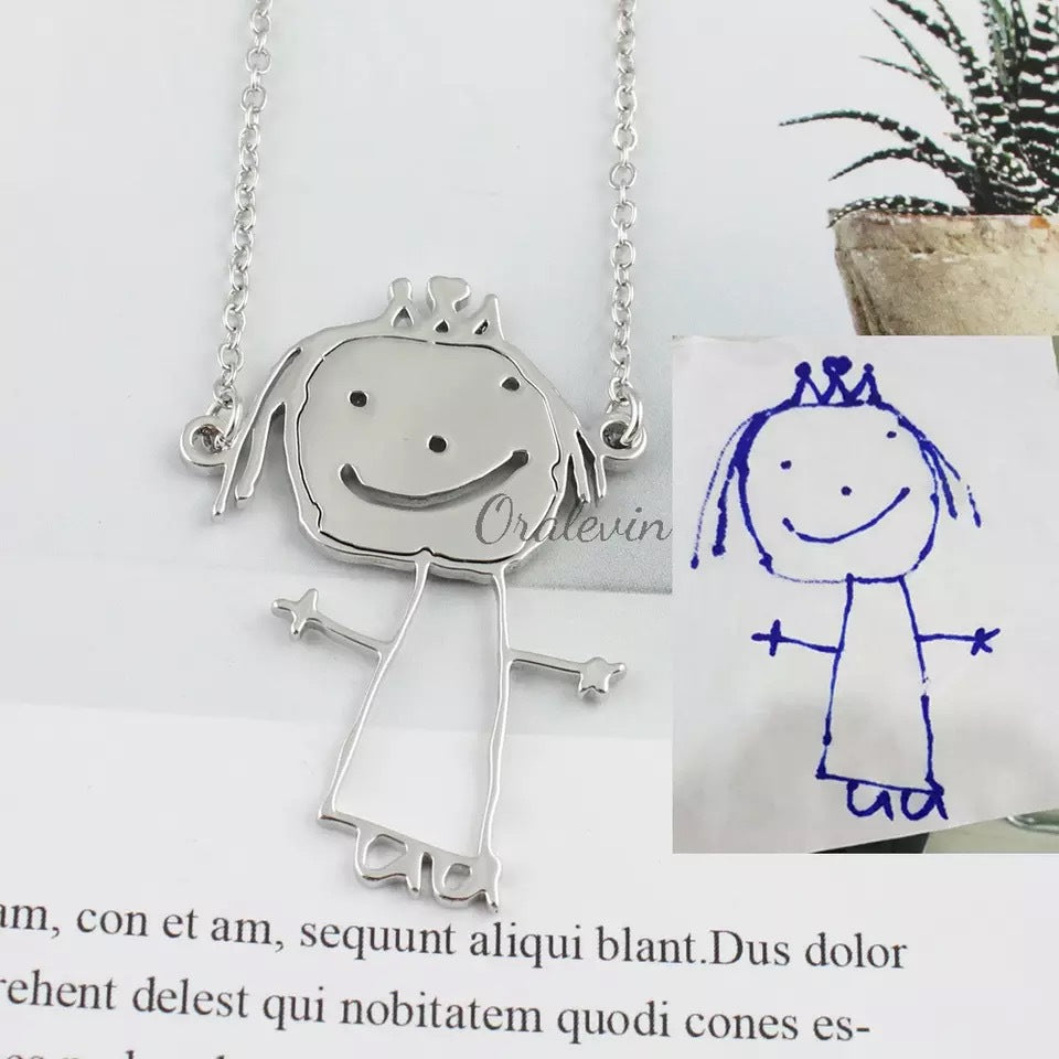 Cross-Border Hot Selling DIY Children's Painting Necklace Stainless Steel Pendant Children's Necklace Personalized Necklace