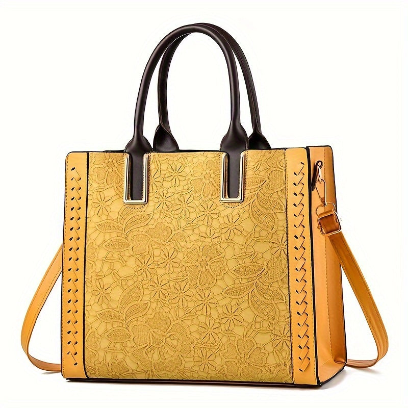 New Lace Embossed Large Capacity Soft Shoulder Oblique Span Multi-layer Texture Foreign Style Women's Bag