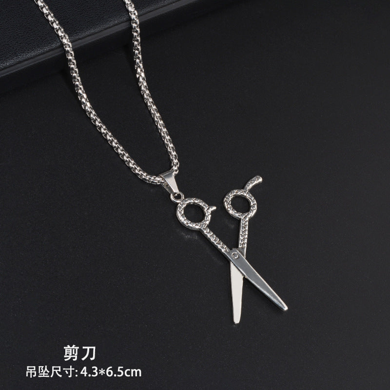 Trendy Titanium Steel Necklace Men's and Women's TikTok Disco Hip Hop Six-Pointed Star Pendant Sweater Chain Minimalist Hip Hop Ornament Wholesale