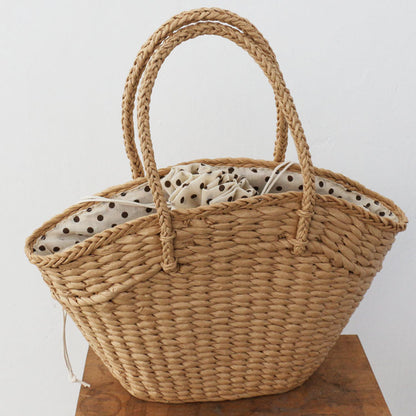 Cross-Border Ins Straw Bag Fashion Women's Bag Beach Weaving Paper Yarn New Polka Dot Handbag One Piece Dropshipping