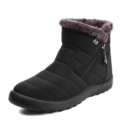 Men's Snow Boots With Zippers, Winter Thermal Shoes, Windproof Hiking Boots With Fuzzy Lining