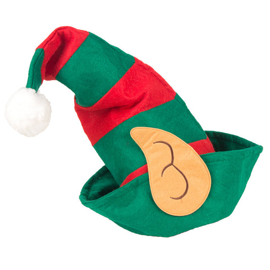 1pc Vibrant Red and Green Striped Christmas Elf Hat - Festive Party Headwear for Holiday Celebrations - Non-woven, Daily Party Supplies, Navidad Decorations, and Gift Ideas