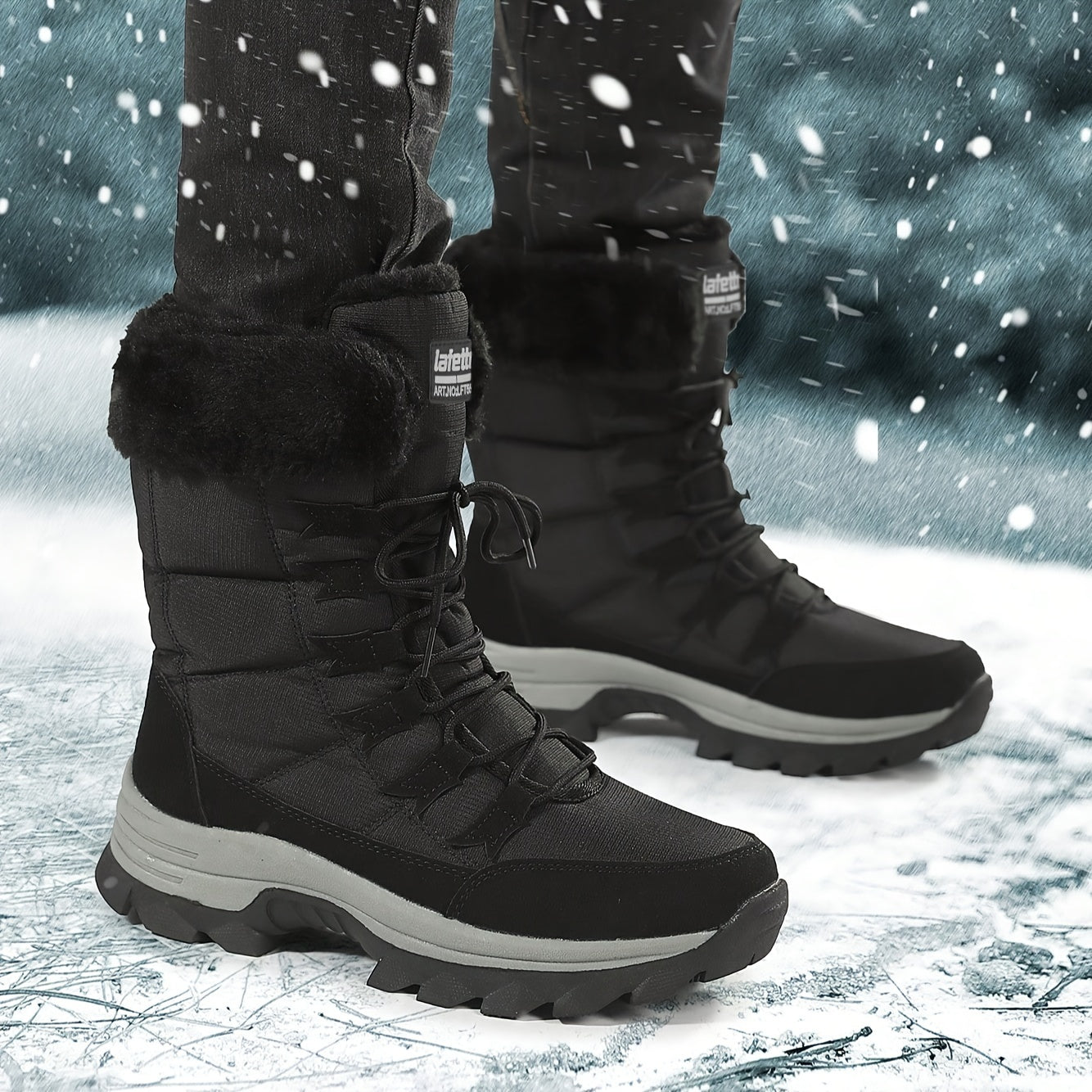 Waterproof Snow Boots - Warm, Non-Slip, Lace-Up for Winter Outdoor Activities & Casual Wear