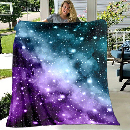 1pc Cozy Galaxy Print Blanket - Lightweight Flannel Throw For Sofa, Bed, Travel, Camping, Living Room, Office, Couch, Chair, And Bed - Digital Printing Fleece Blanket With Soft And Warm Flannel Fabric, Gifts For Family Or Friends