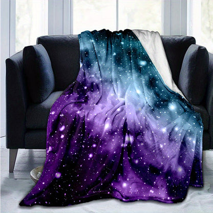 1pc Cozy Galaxy Print Blanket - Lightweight Flannel Throw For Sofa, Bed, Travel, Camping, Living Room, Office, Couch, Chair, And Bed - Digital Printing Fleece Blanket With Soft And Warm Flannel Fabric, Gifts For Family Or Friends