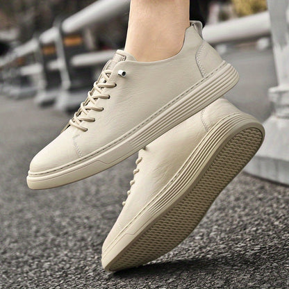 Men's Vintage Solid Low Top Skate Shoes, Comfy Non Slip Casual Sneakers For Men's Outdoor Activities