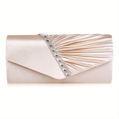 Glamorous Ruched Envelope Clutch Bag for Women - Luxury Flap Purse with Fashion-Forward Ruffles - Perfect for Wedding, Party & Prom Evening Events