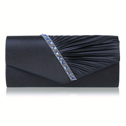 Glamorous Ruched Envelope Clutch Bag for Women - Luxury Flap Purse with Fashion-Forward Ruffles - Perfect for Wedding, Party & Prom Evening Events