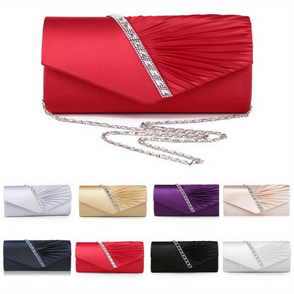 Glamorous Ruched Envelope Clutch Bag for Women - Luxury Flap Purse with Fashion-Forward Ruffles - Perfect for Wedding, Party & Prom Evening Events