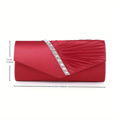 Glamorous Ruched Envelope Clutch Bag for Women - Luxury Flap Purse with Fashion-Forward Ruffles - Perfect for Wedding, Party & Prom Evening Events