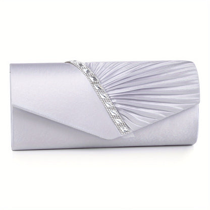 Glamorous Ruched Envelope Clutch Bag for Women - Luxury Flap Purse with Fashion-Forward Ruffles - Perfect for Wedding, Party & Prom Evening Events