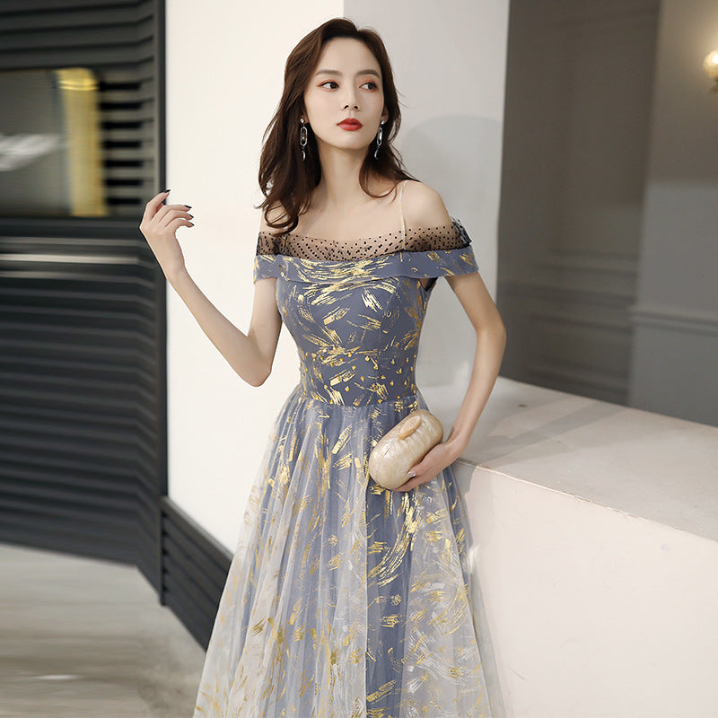 VAKKV Evening Dress  New Banquet Temperament Elegant Texture Long Female Daily Style Student Host Formal Dress