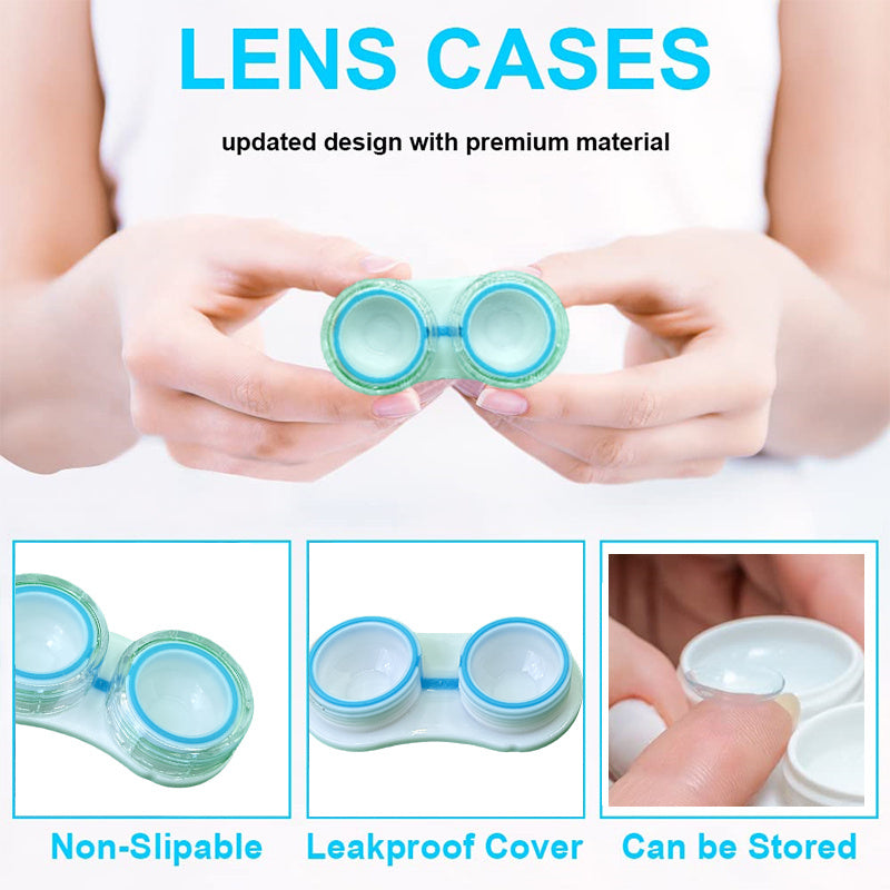 4pcs Colorful & Black Contact Lens Care Kit - Leakproof, Multi-Pair Transparent Storage Boxes For Travel & Cosmetics